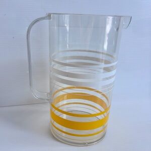 Vintage Yellow and White Striped Plastic Pitcher